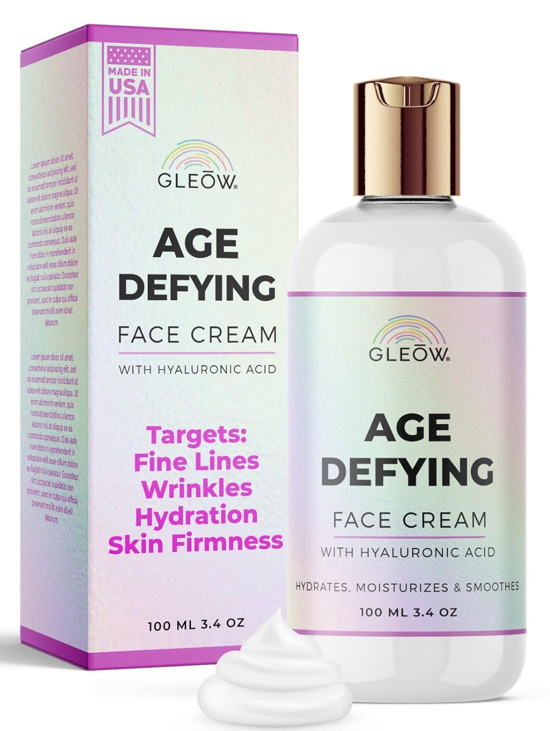 Anti Aging Cream, Day and Night Face Cream for Women Anti Aging With Hyaluronic Acid, Copper Peptide & Jojoba Oil, Hydrating Moisturizer for Dry Skin, Anti Aging Face Moisturizer for Women 3.4oz